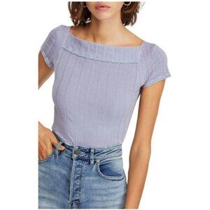 Free People Ahou Lilac Ribbed Tee. S